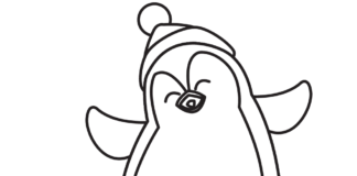 Pinguin-Spaten-Pok-Malbuch zum Ausdrucken