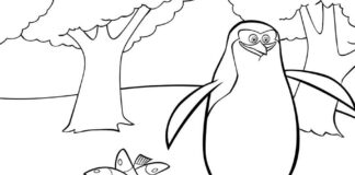 Pinguine fangen Fische Malbuch zum Ausdrucken