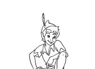 Peter Pan in the tree coloring book to print