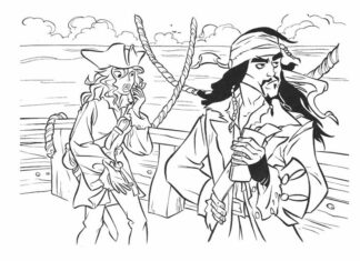 piratas do caribe livro de coloração imprimível para crianças