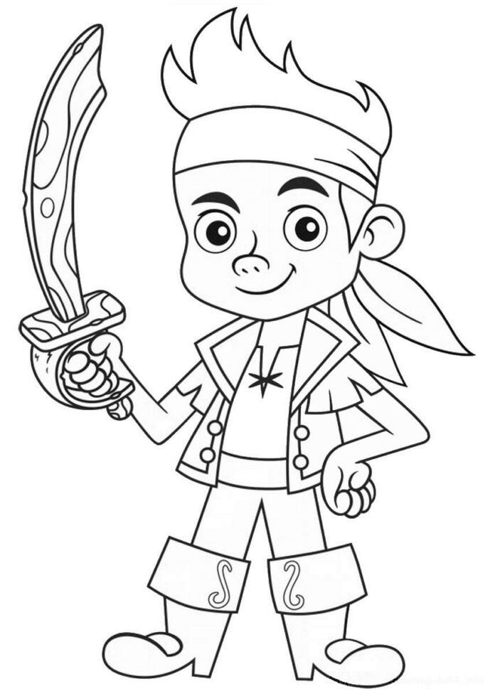 pirate jake with a saber coloring book to print