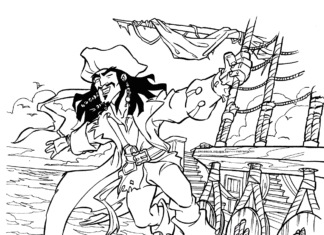 pirate on a ship coloring book to print