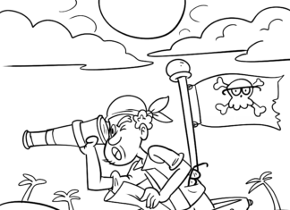 pirate on the tower coloring book to print