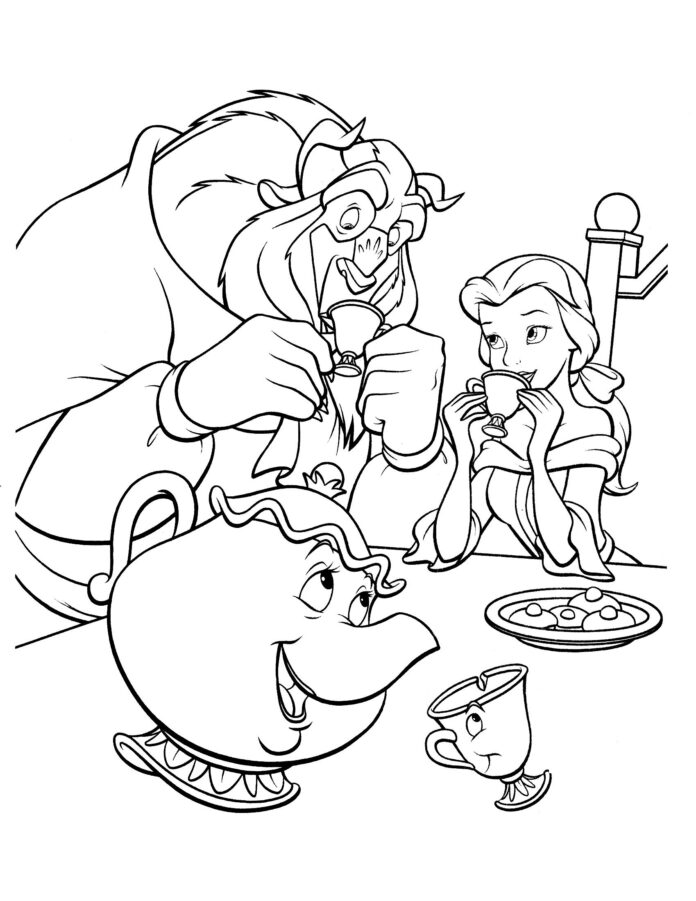 beauty and the beast eat dinner coloring book printable