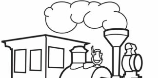 train old locomotive coloring book to print