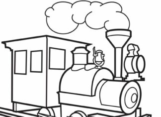 train old locomotive 塗り絵ブック 印刷用