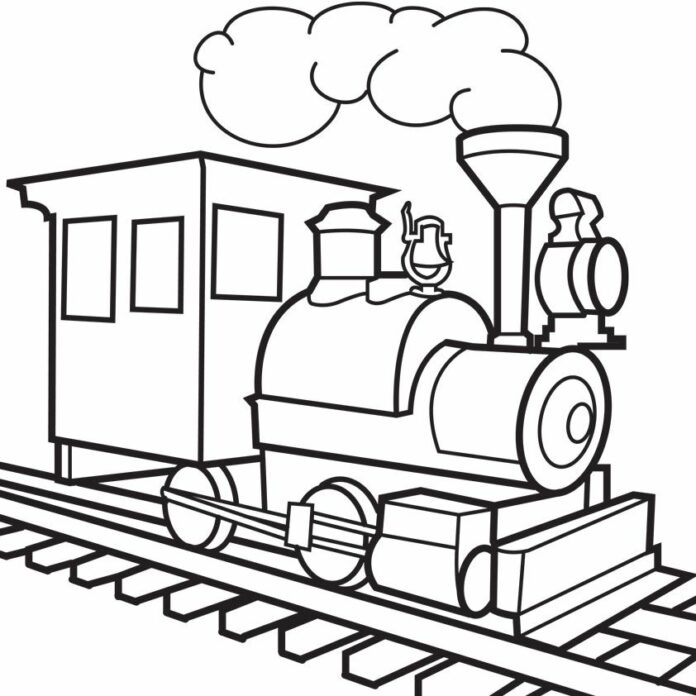 train old locomotive coloring book to print