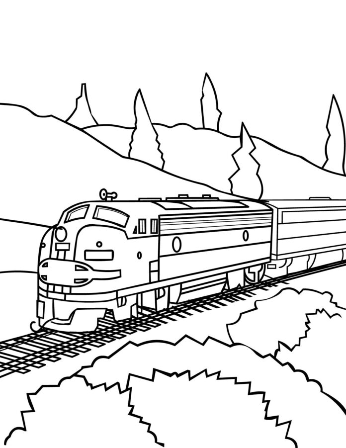 train passes kindergarten coloring book printable