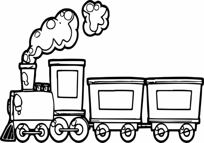 Tåg med vagnar som kan skrivas ut och färgläggas