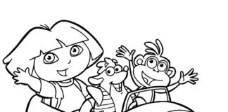 car trip with dora coloring book to print