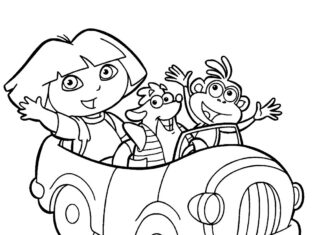 car trip with dora coloring book to print
