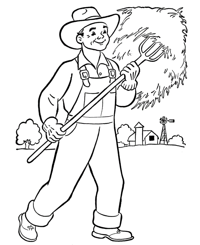 farmer's work coloring book to print