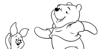 Piglet and Winnie the Pooh coloring book to print