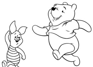 Piglet e Winnie the Pooh livro de colorir para imprimir