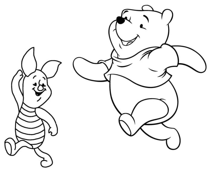 Piglet e Winnie the Pooh livro de colorir para imprimir