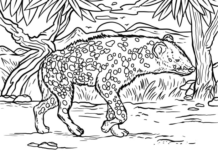 livre à colorier "lurking hyena" à imprimer