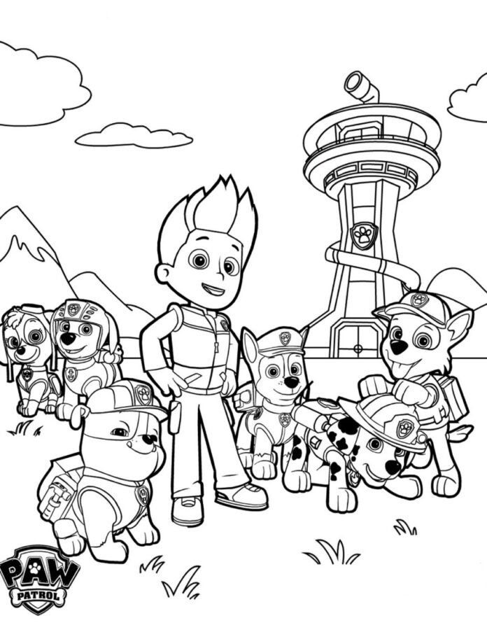 printable base colouring book for dogs patrol