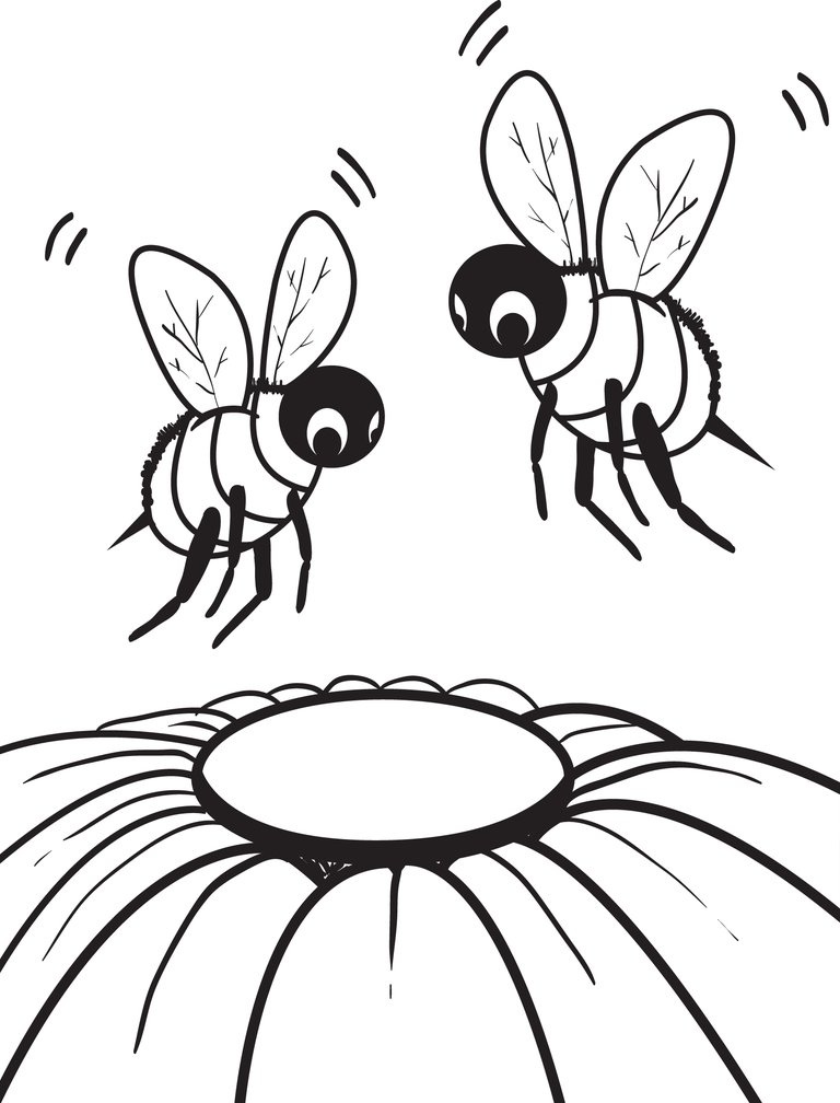 bees and flowers coloring pages