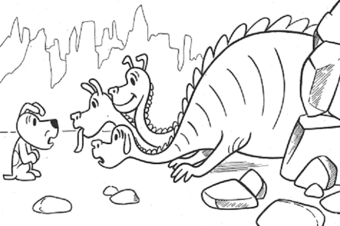 レキシーと恐竜の印刷用塗り絵