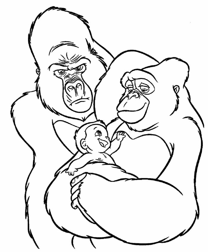livre à colorier de la famille King Kong à imprimer