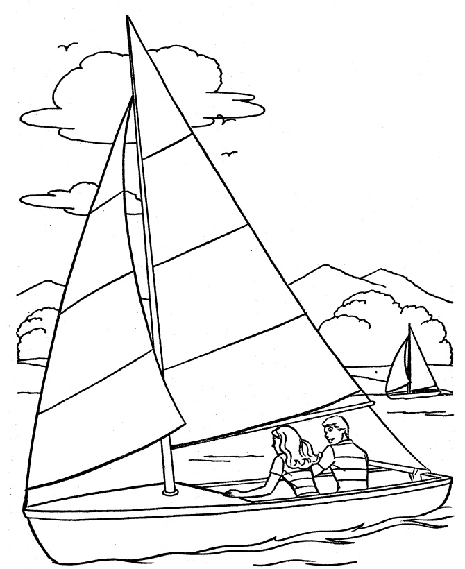 Romantisches Segelboot Kreuzfahrt Malbuch zum Ausdrucken