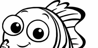 nemo fish drawing coloring book to print