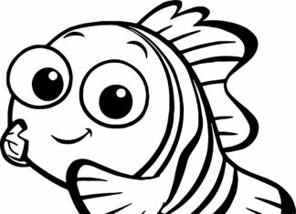 nemo fish drawing coloring book to print