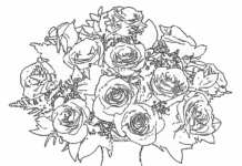 róże w wazonie kolorowanka do drukowania