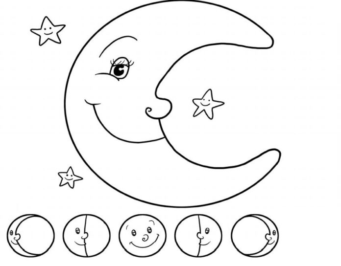 different phases of the moon coloring book to print