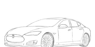 Tesla Auto Malbuch zum Ausdrucken