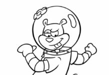 sandy from the cartoon spongebob coloring book to print