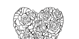 heart of roses coloring book to print