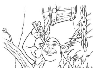 Shrek a koupel v bažině omalovánky k vytisknutí
