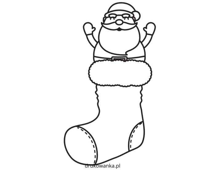 Santa's sock coloring book to print