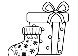 sock with gifts coloring book to print