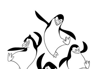 スキッパー、リコ、プライベート、スミスのペンギンの塗り絵の印刷物