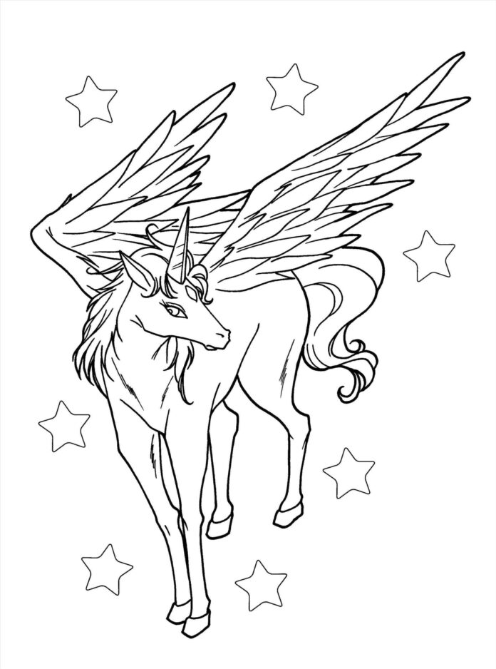 winged unicorn coloring book to print