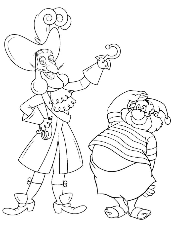 smee and captain hook coloring book to print