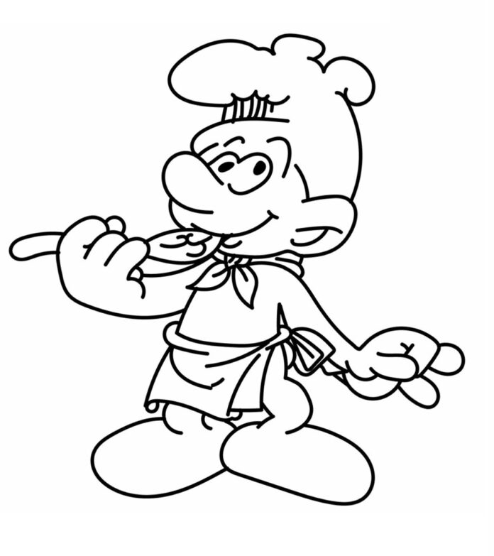 smurf the cook coloring book to print