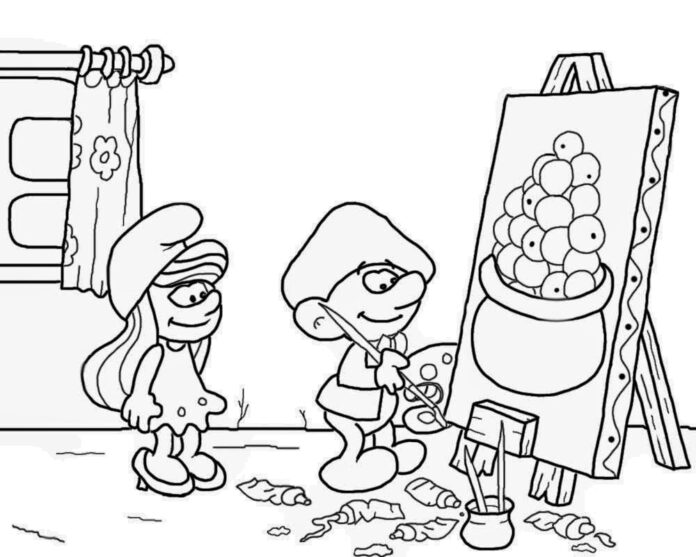 smurf painter coloring book to print