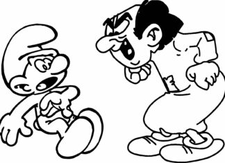 smurfs and gargamel coloring book to print