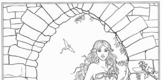 un dragon et une princesse dans un château livre de coloriage à imprimer