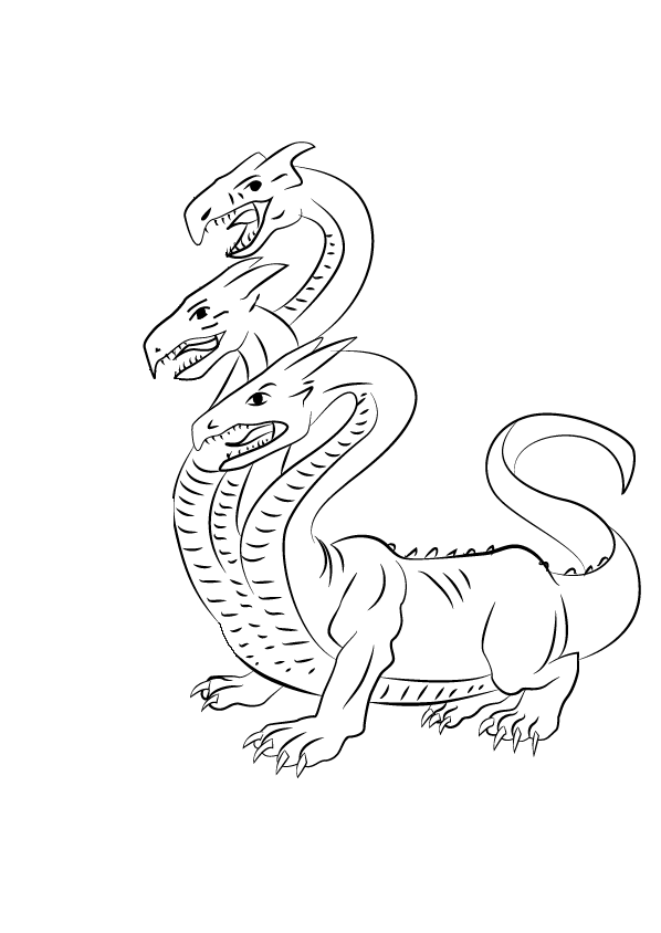 libro para colorear del dragón de tres cabezas para imprimir