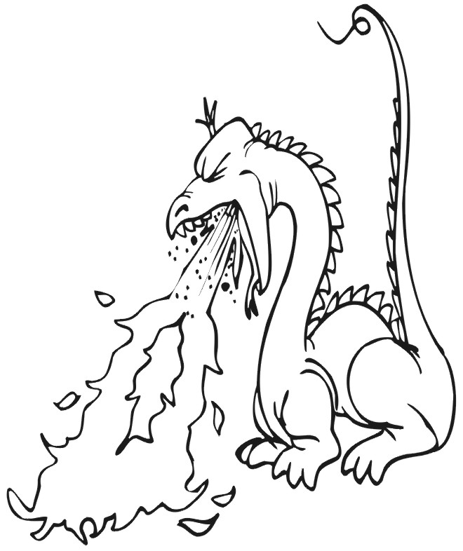 livre de coloriage "dragon breathing fire" à imprimer