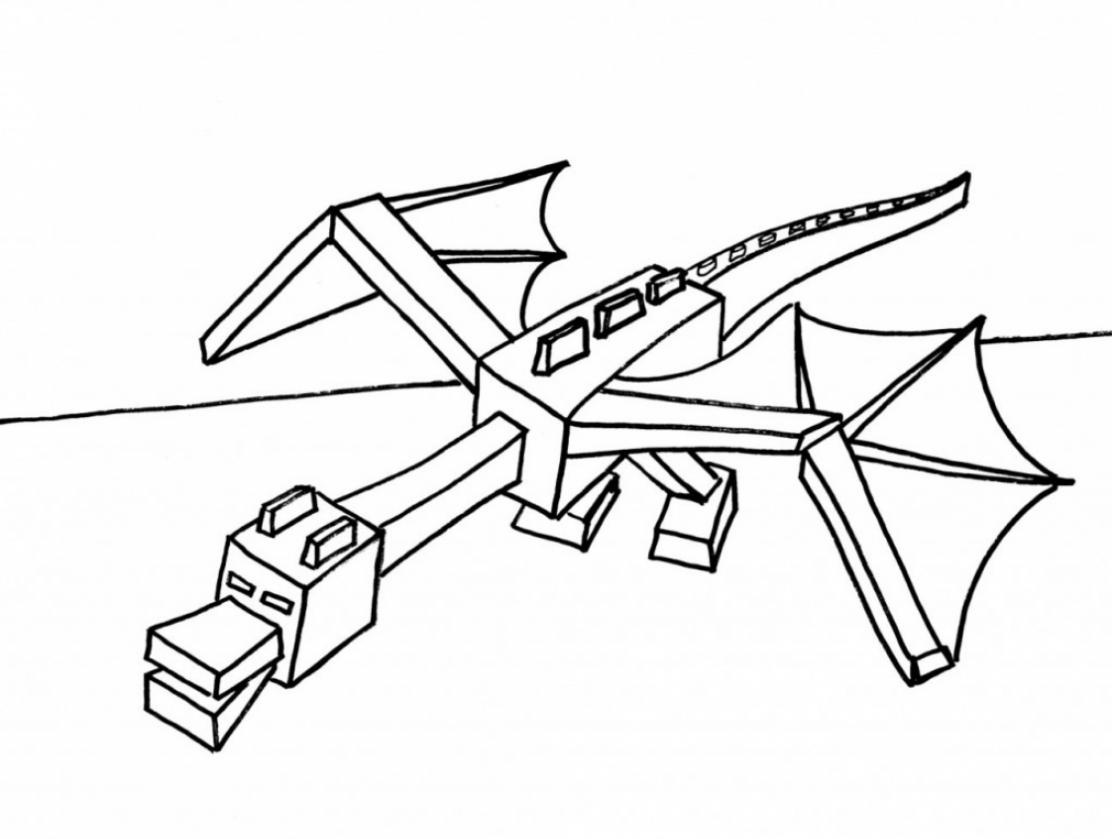 dragón hecho de minecraft libro para colorear para imprimir