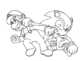 Sonic bojuje s Mariom vytlačenie omaľovánky