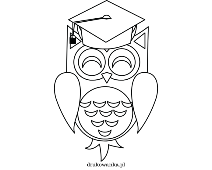 owl with biretta colouring book to print
