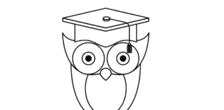 owl with a book coloring book to print