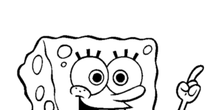 spondzbob drawing for kids coloring book to print