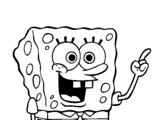 spondzbob drawing for kids coloring book to print
